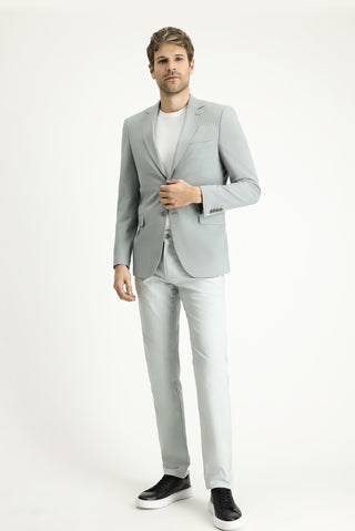  Uçuk Mavi Regular Fit Klasik Ekose Gofre Ceket