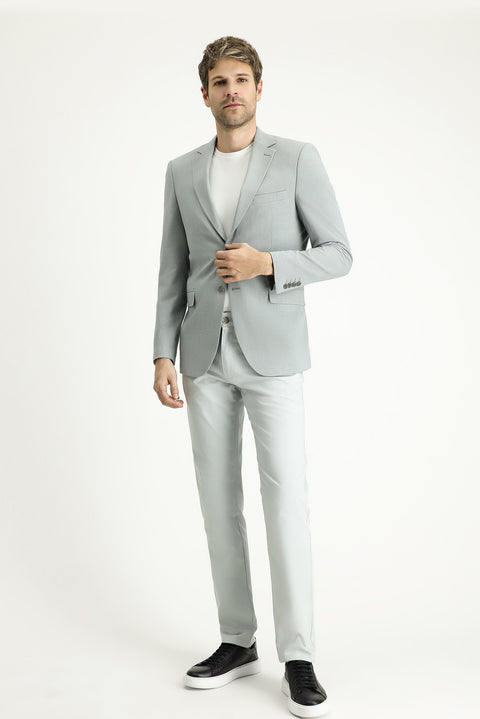 Uçuk Mavi 6 Drop Regular Fit Standart Kesim Klasik Ekose Gofre Ceket