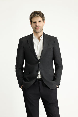  Koyu Antrasit Regular Fit Klasik Ekose Gofre Ceket