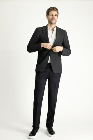  Koyu Antrasit Regular Fit Klasik Ekose Gofre Ceket