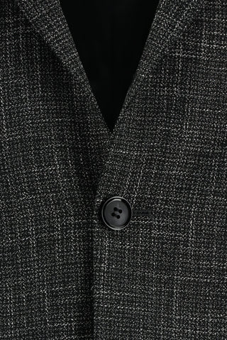  Koyu Antrasit 4 Drop Relaxed Fit Rahat Kesim Ekose Keten Karışımlı Ceket