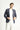 Açık Lacivert Slim Fit Dar Kesim Yünlü Keten Karışımlı Ekose Ceket