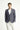 Açık Lacivert Slim Fit Dar Kesim Yünlü Keten Karışımlı Ekose Ceket