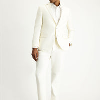 Beyaz Regular Fit Yünlü Desenli Spor Ceket