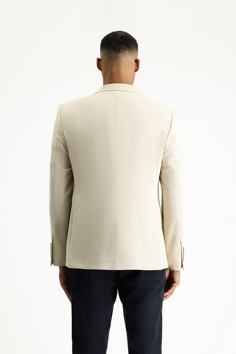 Açık Bej 7 Drop Slim Fit Dar Kesim Klasik Desenli Ceket