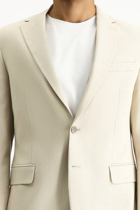 Açık Bej 4 Drop Relaxed Fit Rahat Kesim Klasik Desenli Ceket