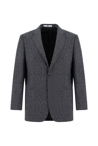 Siyah Relaxed Fit Rahat Kesim Desenli Ceket