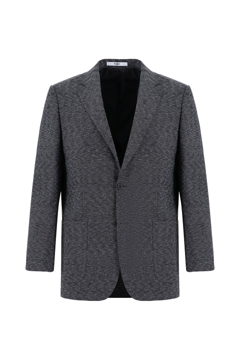 Siyah 4 Drop Relaxed Fit Rahat Kesim Desenli Ceket