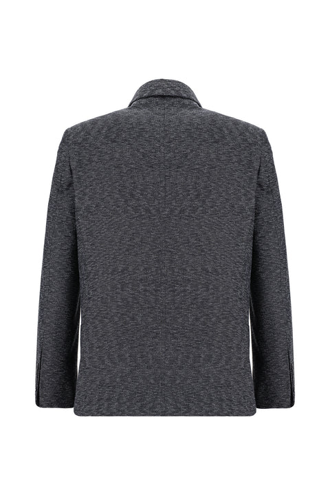 Siyah 4 Drop Relaxed Fit Rahat Kesim Desenli Ceket