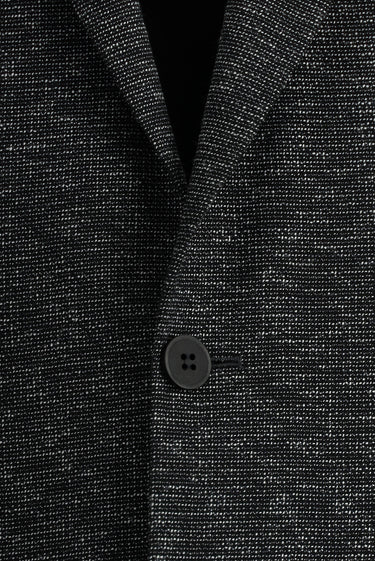 Siyah Super Slim Fit Ekstra Dar Kesim Desenli Ceket