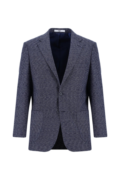 Koyu Lacivert 4 Drop Relaxed Fit Rahat Kesim Desenli Ceket