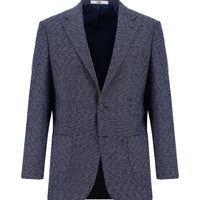Dark Navy 7 Drop Super Slim Fit Extra Narrow Cut Patterned Jacket