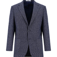 Koyu Lacivert Super Slim Fit Ekstra Dar Kesim Desenli Ceket