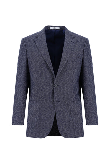 Koyu Lacivert Super Slim Fit Ekstra Dar Kesim Desenli Ceket