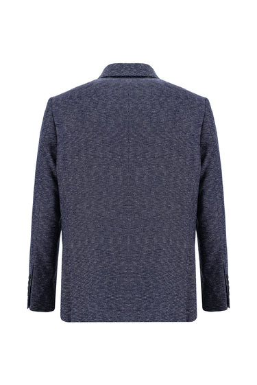 Koyu Lacivert Relaxed Fit Rahat Kesim Desenli Ceket