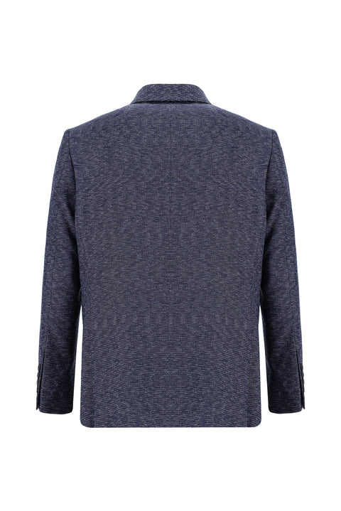 Koyu Lacivert 4 Drop Relaxed Fit Rahat Kesim Desenli Ceket