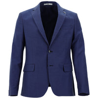 Orta Lacivert Slim Fit Dar Kesim Klasik Desenli Ceket