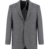 Black 4-Drop Relaxed Fit Patterned Linen Blend Jacket