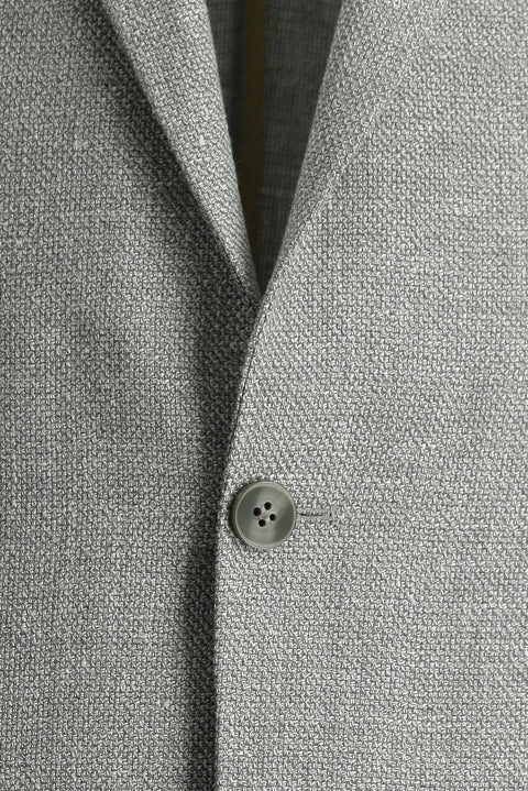 Açık Gri 7 Drop Slim Fit Dar Kesim Desenli Keten Karışımlı Ceket