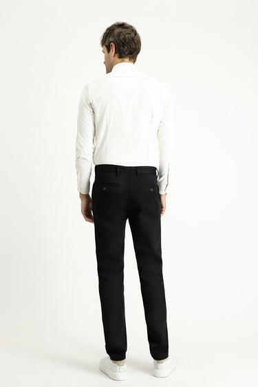 Siyah Regular Fit Likralı Kanvas / Chino Pantolon