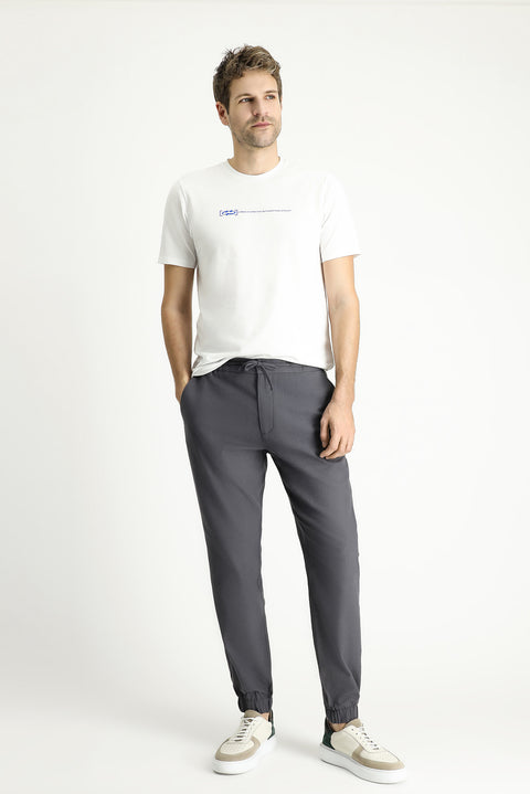 Koyu Füme Regular Fit Standart Kesim Beli Lastikli İpli Pamuk Jogger Pantolon