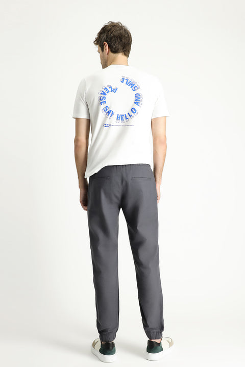 Koyu Füme Regular Fit Standart Kesim Beli Lastikli İpli Pamuk Jogger Pantolon
