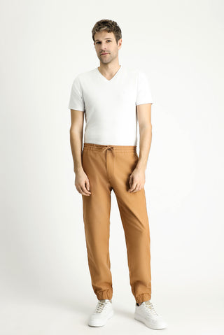  Taba Regular Fit Standart Kesim Beli Lastikli İpli Pamuk Jogger Pantolon