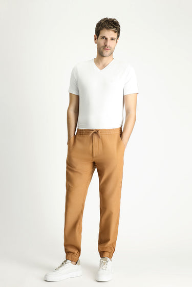 Taba Regular Fit Beli Lastikli İpli Pamuk Pantolon