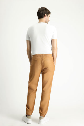  Taba Regular Fit Standart Kesim Beli Lastikli İpli Pamuk Jogger Pantolon