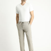 Orta Gri Regular Fit Beli Lastikli İpli Pamuk Pantolon