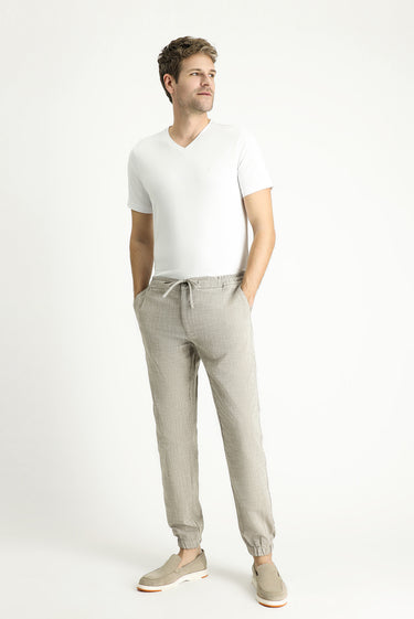 Orta Gri Regular Fit Beli Lastikli İpli Pamuk Pantolon