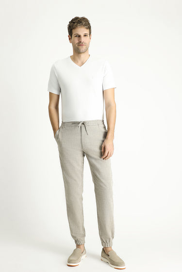 Orta Gri Regular Fit Beli Lastikli İpli Pamuk Pantolon