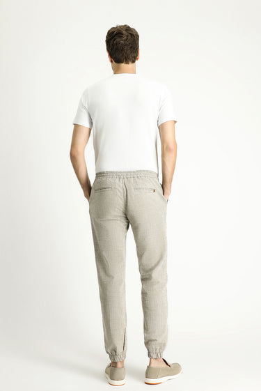 Orta Gri Regular Fit Beli Lastikli İpli Pamuk Pantolon