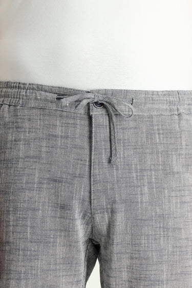 Koyu Lacivert Regular Fit Beli Lastikli İpli Pamuk Pantolon