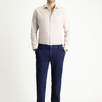 Orta Lacivert Regular Fit Beli Lastikli Likralı Denim Look Pantolon