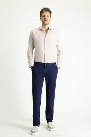  Orta Lacivert 6 Drop Regular Fit Standart Kesim Beli Lastikli Likralı Denim Look Pantolon