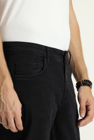 Siyah Regular Fit Likralı Denim Look Pantolon