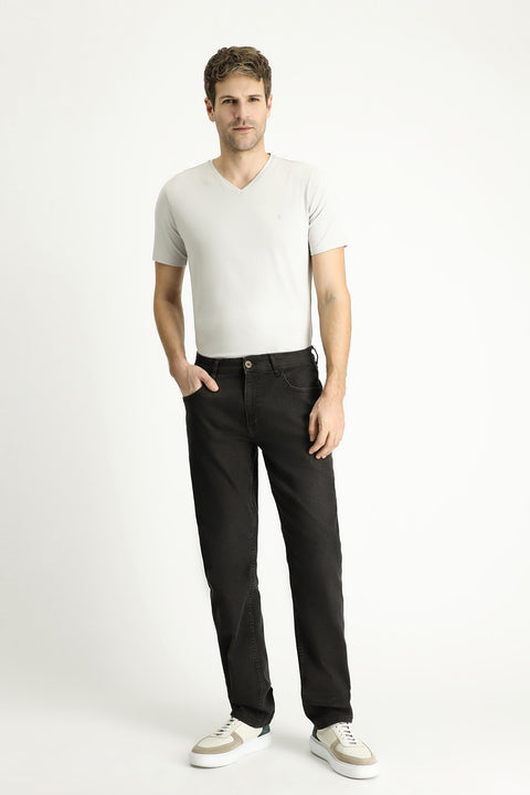 Koyu Füme Relaxed Fit Rahat Kesim Likralı Denim Look Pantolon