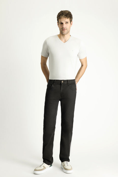 Koyu Füme Regular Fit Standart Kesim Likralı Denim Look Pantolon