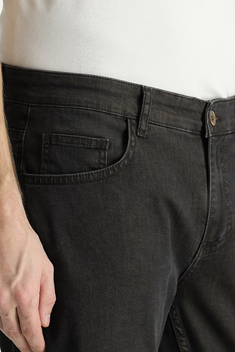 Koyu Füme 4 Drop Relaxed Fit Rahat Kesim Likralı Denim Look Pantolon