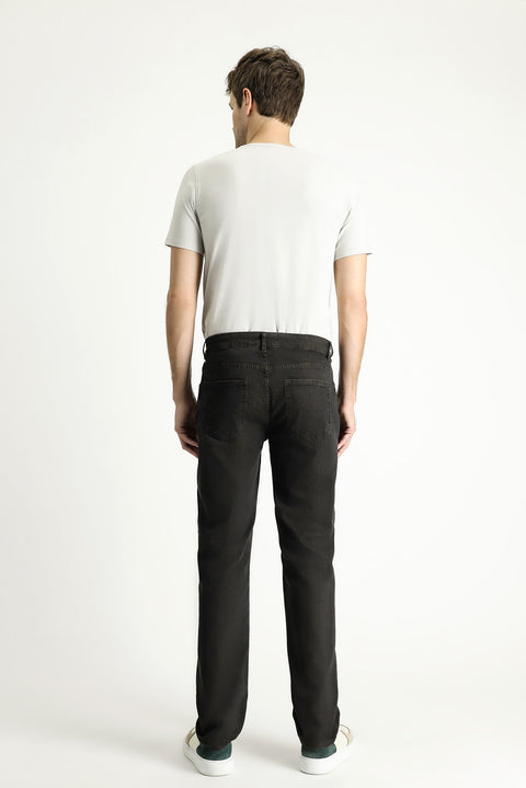 Koyu Füme Relaxed Fit Rahat Kesim Likralı Denim Look Pantolon