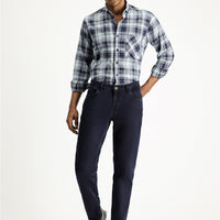 Dark Navy Relaxed Fit Stretchy Denim Look Trousers