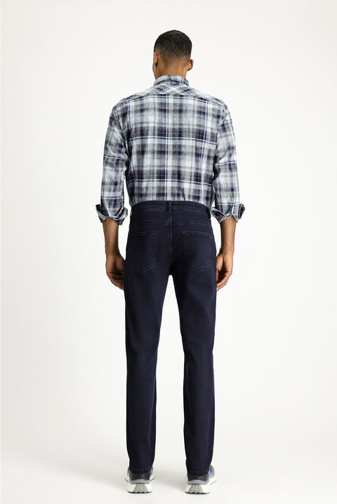 Koyu Lacivert Regular Fit Standart Kesim Likralı Denim Look Pantolon