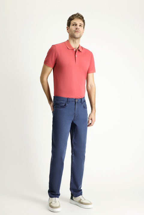 Koyu Mavi  Regular Fit Standart Kesim Likralı Denim Look Pantolon
