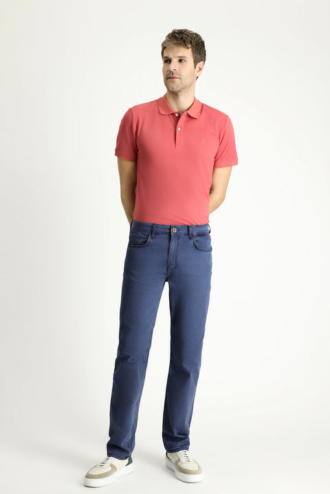 Koyu Mavi  Regular Fit Standart Kesim Likralı Denim Look Pantolon