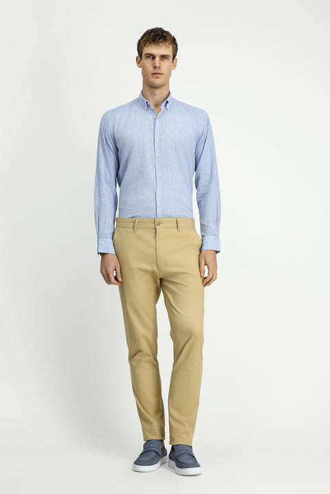 Açık Bej 6 Drop Regular Fit Standart Kesim Likralı Kanvas / Chino Pantolon