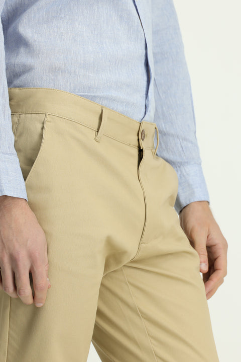 Açık Bej 6 Drop Regular Fit Standart Kesim Likralı Kanvas / Chino Pantolon