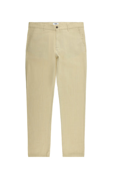 Orta Bej Relaxed Fit Rahat Kesim Keten Karışımlı Kanvas / Chino Pantolon