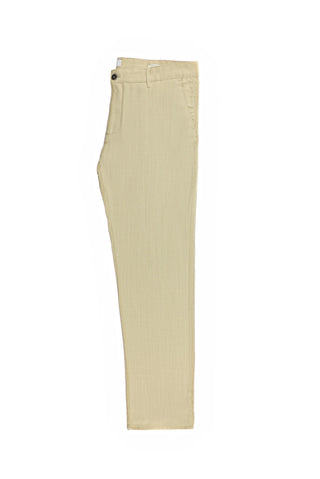  Orta Bej 4 Drop Relaxed Fit Rahat Kesim Keten Karışımlı Kanvas / Chino Pantolon