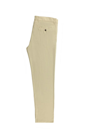  Orta Bej 4 Drop Relaxed Fit Rahat Kesim Keten Karışımlı Kanvas / Chino Pantolon